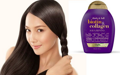 (Xách tay) Dầu Gội Biotin & Collagen OGX Tím 385ml - Hỗ Trợ Ngăn Rụng Tóc, Phục Hồi Tóc Hư Tổn, Dưỡng Tóc Bóng Mượt Mỹ chính hãng