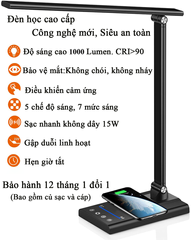 Đèn Bàn LED Cảm Ứng MITARY - Đèn Học Chống Cận, Sạc Điện Thoại Không Dây, Hẹn Giờ Tắt, Đa Tính Năng, Tiết Kiệm Điện