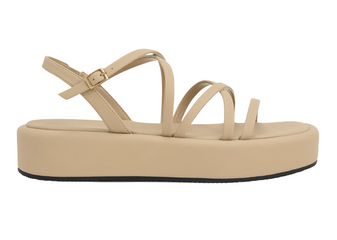 Dép sandal Charles & Keith Strappy Padded Flatforms CK1-80380069 Sand