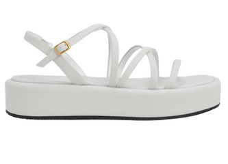 Dép sandal Charles & Keith Strappy Padded Flatforms CK1-80380069 White