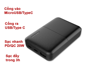 Pin Dự Phòng Sạc Nhanh PD 20W QC3.0 10.000mAh/20.000mAh - Hiệu Suất Cao 90% Cho Tất Cả Điện Thoại