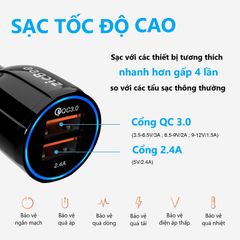 Tẩu Sạc Ô Tô ZicBee MGA014 5.4A/30W - Sạc Nhanh Quick Charge 3.0 2 Cổng USB-A Tương Thích iPhone, Samsung, Android