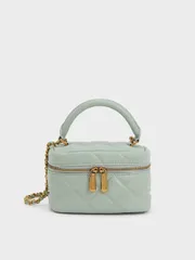 Túi Charles & Keith Quilted Round Pouch CK6-30781682 Mint Green