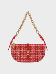 Túi nữ Charles & Keith Trudy Tweed Belted Geometric Bag CK2-20782013 Red