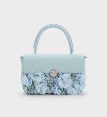 Túi xách Charles & Keith Floral Mesh Top Handle Bag CK2-50671505 Light Blue