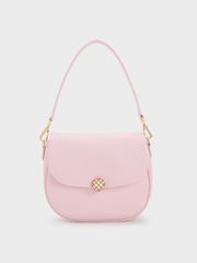 Túi xách Charles & Keith Quilted Ball Curved Crossbody Bag CK2-81210041 Pink