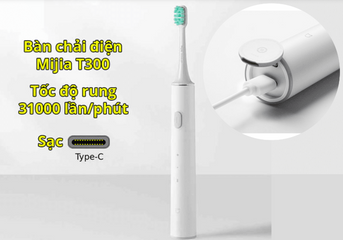 Bàn Chải Đánh Răng Điện Xiaomi Mijia T300 - Thiết Kế Chống Nước IPX7, Sạc Type-C, Sử Dụng 25 Ngày, Động Cơ 31.000 Lần/Phút