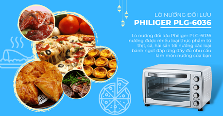Lò Nướng Đối Lưu Philiger PLG-6036 - 5 Chế Độ Nướng, Dung Tích 36 Lít, Công Suất 1400W, Nướng Đều Thực Phẩm, Tiết Kiệm Thời Gian