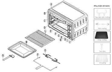 Lò Nướng Đối Lưu Philiger PLG-6036 - 5 Chế Độ Nướng, Dung Tích 36 Lít, Công Suất 1400W, Nướng Đều Thực Phẩm, Tiết Kiệm Thời Gian