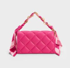 Túi Charles & Keith Alcott Scarf Handle Quilted Clutch CK2-70770588 Fuchsia