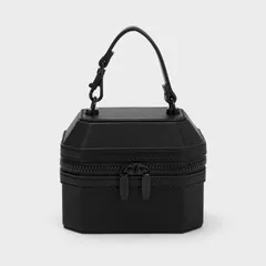 Túi xách Charles & Keith Geometric Boxy Top Handle Bag CK2-50151259 Black