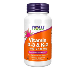 Viên bổ sung Vitamin D3 và K2 1000IU/45mcg Now Foods của Mỹ - Hỗ trợ sức khỏe xương khớp, bổ sung canxi, dễ uống, 120 viên