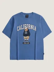 Áo phông Whoau California gấu Steve WHRPD2411U màu xanh