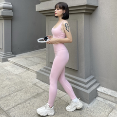 Bộ đồ tập gym nữ S220827 - Áo bra đan dây kết hợp quần legging cạp cao thoải mái, thời trang cho tập luyện và yoga