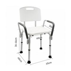Ghế Tắm Khung Nhôm Lucass SC-98TL Có Tựa Lưng & Tay Vịn - Ghế Ngồi Tắm Cho Người Già, Chất Liệu ABS Cao Cấp, An Toàn Chống Trơn Trượt