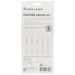Bộ 5 Chiếc Bay Pha Màu Renaissance - Dụng Cụ Vẽ Sơn Acrylic, Sơn Dầu Chất Lượng Cao, Lưỡi Thép Không Gỉ, Thiết Kế Đẹp Mắt