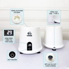 Máy Lắc Bình Sữa Chibé CB007 - Giải Pháp Pha Sữa Không Bọt, Không Vón, Tiện Lợi Cho Mẹ, Tích Hợp Pin Lithium 850mAh
