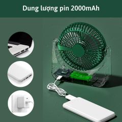 Quạt Tích Điện Để Bàn CTFAST V02 - 3 Tốc Độ Gió, Điều Chỉnh 270 Độ, Thiết Kế Nhỏ Gọn, Di Động, Lưu Thông Không Khí êm ái