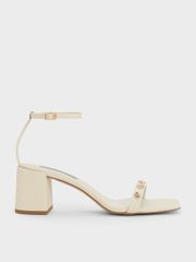 Sandals nữ cao gót Charles & Keith Ankle-Strap Heeled CK1-60050990 Chalk