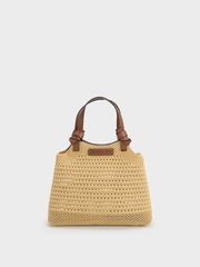 Túi tote Charles & Keith Knotted Handle Knitted CK2-30782111 Beige