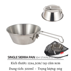 Bát ăn inox dã ngoại gấp gọn đa năng 300ml/550ml - Thiết kế nhẹ, có tay cầm tiện dụng cho cắm trại & dã ngoại