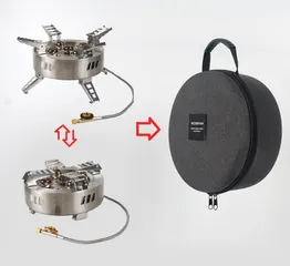 Bếp Ga Du Lịch 5 Đầu Đốt Gấp Gọn Có Hộp Đựng Chuyên Dụng - Công Suất Lớn 15800W Thích Hợp Cắm Trại, Dã Ngoại, Đi Bộ Đường Dài