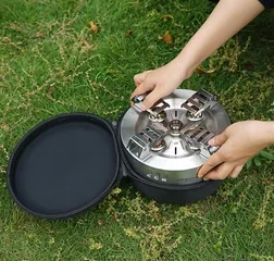 Bếp Ga Du Lịch 5 Đầu Đốt Gấp Gọn Có Hộp Đựng Chuyên Dụng - Công Suất Lớn 15800W Thích Hợp Cắm Trại, Dã Ngoại, Đi Bộ Đường Dài
