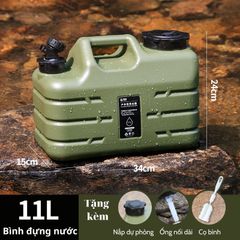 Bình Đựng Nước Dã Ngoại Quân Đội 11L - Có Lỗ Thông Hơi, Vòi Rót Thông Minh, Tiện Dụng Khi Cắm Trại & Dã Ngoại