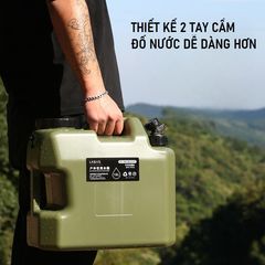 Bình Đựng Nước Dã Ngoại Quân Đội 11L - Có Lỗ Thông Hơi, Vòi Rót Thông Minh, Tiện Dụng Khi Cắm Trại & Dã Ngoại