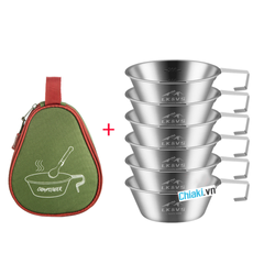 Bộ bát inox Syrah dã ngoại tích hợp tay cầm - Bộ 4, 6 bát tiện lợi cho cắm trại và picnic, chất liệu inox 304 cao cấp, nhẹ và bền.
