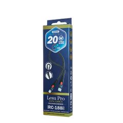 Bộ Củ Sạc Nhanh 20W Remax U88 - Hai Cổng Sạc PD QC Và Cáp Sạc RC-188i Đen, Sạc Nhanh Cho iPhone 14 Pro Max