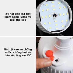 Đèn LED Cắm Trại Pin Sạc Hewolf Có Điều Khiển Từ Xa - Sạc Năng Lượng Mặt Trời, Chống Nước IP65, Đèn Di Động Dã Ngoại