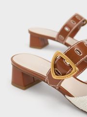 Giày cao gót Charles & Keith Sepphe Cut-Out Tweed Mules CK1-60580278 - Thời Trang Nữ Gót Vuông Mũi Nhọn Cao Cấp