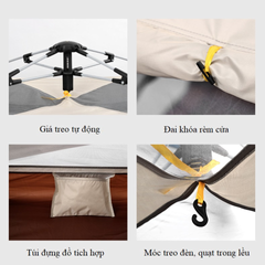 Lều Cắm Trại Du Lịch Dã Ngoại 4-8 Người - Thiết Kế Thông Minh, Tự Động Mở Gấp, Chất Liệu Bạt PU Cao Cấp Chống Nước