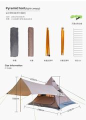 Lều Kim Tự Tháp Ấn Độ CLS 3-4 Người Chống Tia Cực Tím - Lều Cắm Trại Cho Gia Đình, Du Lịch, Homestay Thoáng Mát