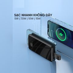 Pin sạc dự phòng không dây 10000mAh Remax RPP-226 - Sạc nhanh nhiều thiết bị, công nghệ tiên tiến, thiết kế tiện lợi, màu đen