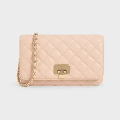 Túi đeo chéo Charles & Keith Quilted Flip-Lock CK2-70160082-2 Nude