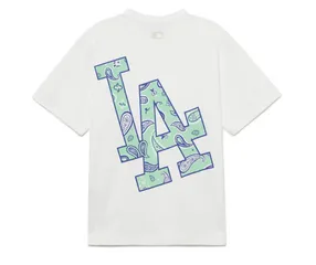 Áo thun MLB Paisley Clipped Logo LA Dodgers 3ATSI0333-07WHS màu trắng