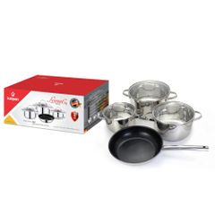 Bộ Nồi Chảo Inox 304 Cao Cấp 5 Đáy Kalpen Lermat L2 - Bộ Nấu Ăn Chất Liệu Inox Bền Bỉ, An Toàn Cho Sức Khỏe, Đáp Ứng Mọi Nhu Cầu Nấu Nướng