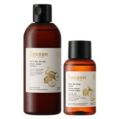 Combo Cocoon gel rửa mặt và nước tẩy trang bí đao