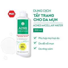 Nước Tẩy Trang Acnes 200ml - Dung Dịch Tẩy Trang Cho Da Mụn, Làm Sạch Dịu Nhẹ, Ngăn Ngừa Mụn, Chống Bụi PM2.5