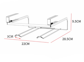 Giá treo 2 cuộn giấy bếp gắn tủ bếp Inox 304 - Tiện ích trang trí nhà bếp Hobby Home Decor kèm 8 móc treo đồ hữu dụng