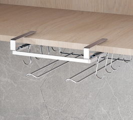 Giá treo 2 cuộn giấy bếp gắn tủ bếp Inox 304 - Tiện ích trang trí nhà bếp Hobby Home Decor kèm 8 móc treo đồ hữu dụng