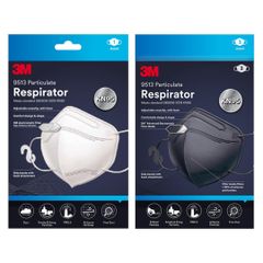 Khẩu Trang 3M Nexcare KN95 9513 - Lọc 95% Bụi Mịn, Bảo Vệ Virus, Thiết Kế 3D, Màu Đen Trắng, Khẩu Trang Chống Bụi Kháng Khuẩn