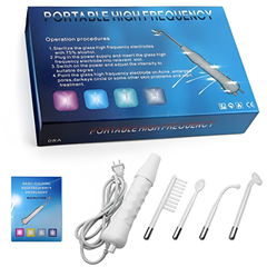 Máy điện tím cầm tay Portable High Frequency - Thiết bị làm sạch da, hỗ trợ trị mụn cho spa và cá nhân, 4 đầu thay thế.