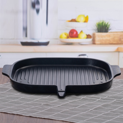 Chảo Nướng BBQ Ecoramic Đúc Nguyên Khối Đáy Nhôm 32x29cm - Phù Hợp Tất Cả Các Loại Bếp, Chống Dính Cao Cấp, Chất Lượng Cao