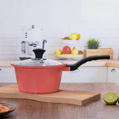 Quánh vân đá Ecoramic phủ 5 lớp Ceramic 18cm - Nồi chống dính, An toàn sức khỏe, Dùng cho bếp từ và lò vi sóng