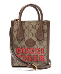 Túi Gucci Tiger Logo GG-Supreme Canvas Tote Bag màu nâu