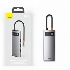 Bộ Hub Đa Năng Baseus Metal Gleam Gen2 6in1 - Cổng HDMI, USB3.0, RJ45, Sạc Nhanh PD 100W - Thiết Bị Mở Rộng Kết Nối Máy Tính, Điện Thoại