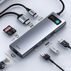 Bộ Hub Đa Năng Baseus Metal Gleam Gen2 6in1 - Cổng HDMI, USB3.0, RJ45, Sạc Nhanh PD 100W - Thiết Bị Mở Rộng Kết Nối Máy Tính, Điện Thoại
